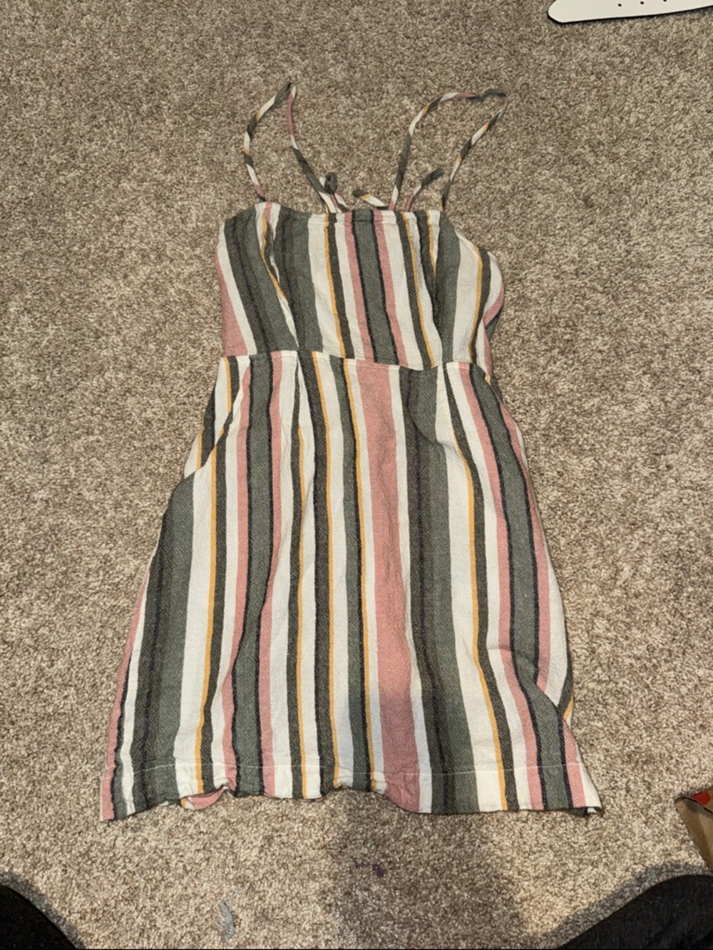 Striped Spaghetti Strap Summer Dress in Pink, Green, White, Yellow